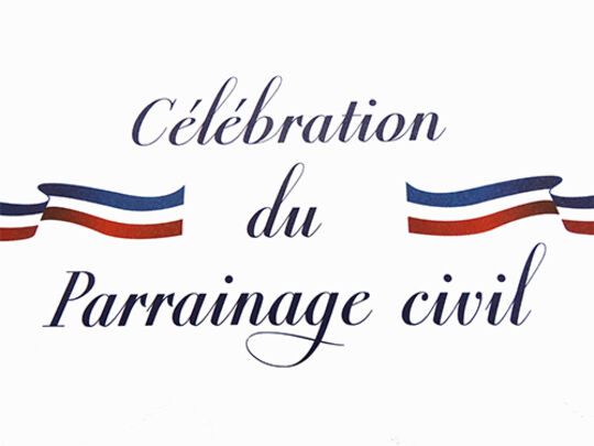 cartelette représentant un baptême civil